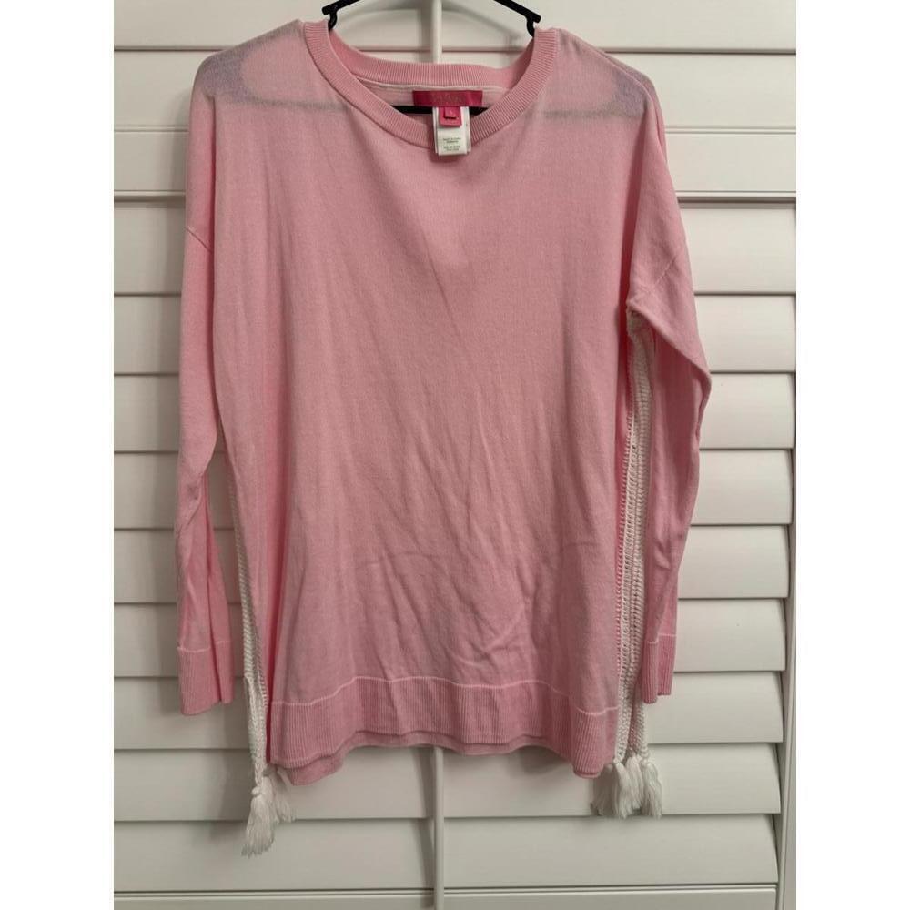 Lilly Pulitzer Damara Coolmax pink sweater with white side detailing size Small - Picture 4 of 6
